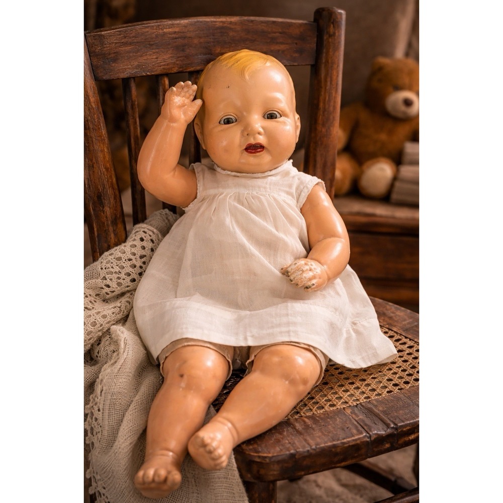 Effanbee "Bubbles" Baby Doll 1924 Sleep Open Eyes Original Dress Composition 23"